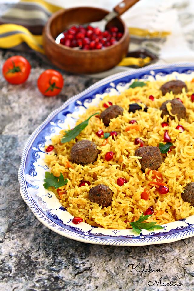 كرات الكفته بدبس الرمان مع الارز المبهر