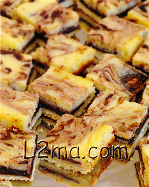 مكعبات التشيز كيك الرخامية