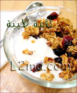 شوفان محمص مع اللبن (فكرة للفطور)